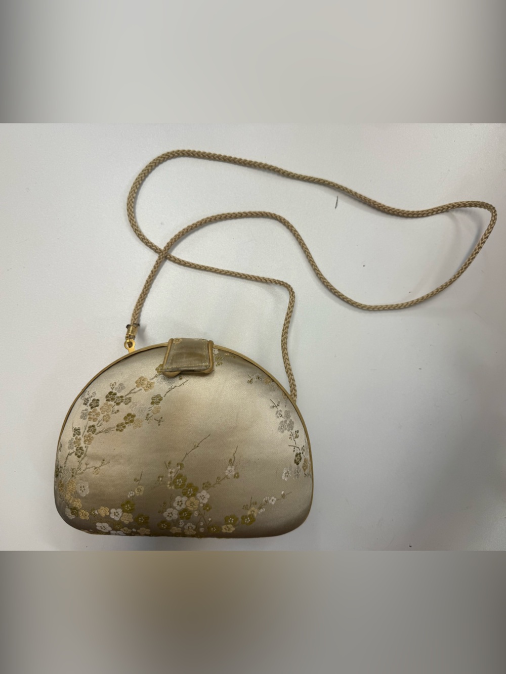 Source Unknown Gold Satin Floral Mini Crossbody Bag